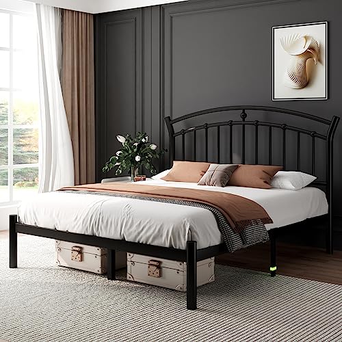 Heavy-Duty Metal Bed Frame with 13 Steel Slats and Under-Bed Storage