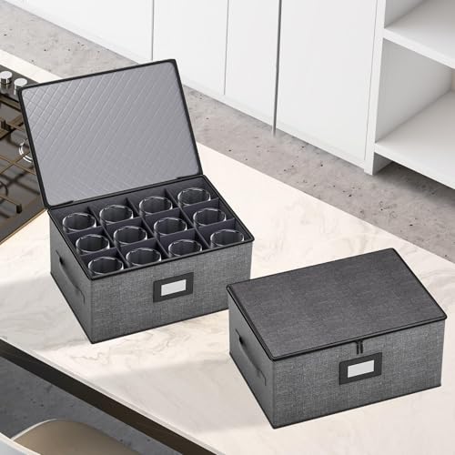2-Pack Wine Glass Storage Box with Dividers, Hard Shell Stemware