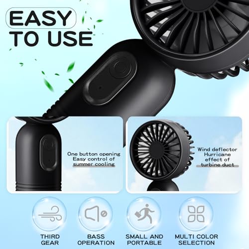 Mini Portable Fan 3 Speed Rechargeable Black - 72 Pcs Set