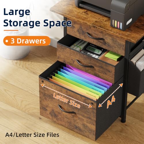 HIGDBFE Rustic Brown 49'' Tall 3-Drawer File Cabinet with Charging Station