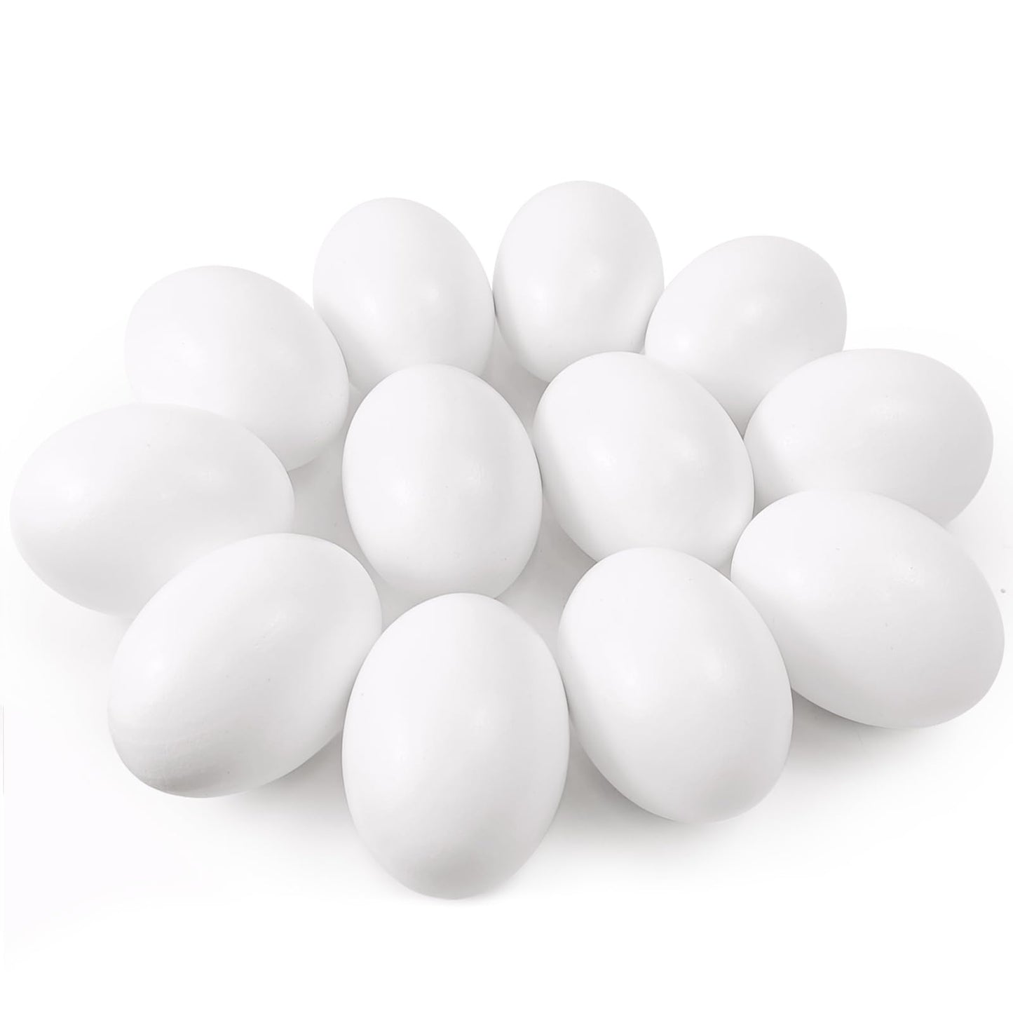 QMET 12 Pieces White Wooden Fake Eggs, Wood Eggs for Easter Crafts & DIY Decorations