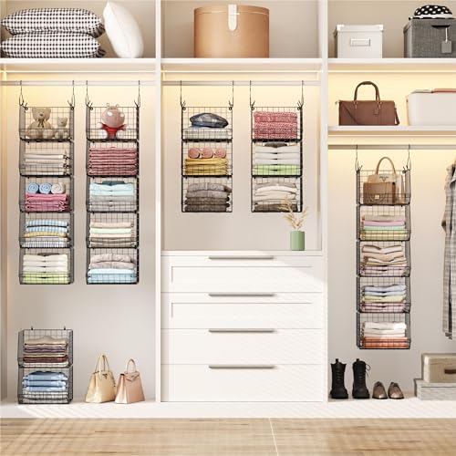 Black 5-Tier Closet Hanging Organizer with Hooks & Baskets
