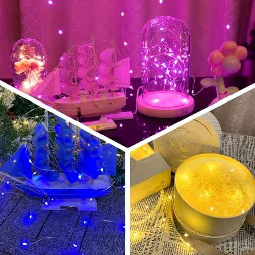 10 Pack Fairy Lights Battery Operated String Lights, 10 LED on 3.3ft Silvery Copper Wire£¬for Flowers Gift Box Wedding Party Christmas Decoration (Polychrome, 10 Pack)