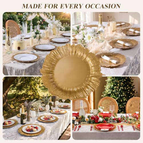 Gold Reef Plastic Charger Plates 13 Inch - Pack of 50, Coral Gold Variation