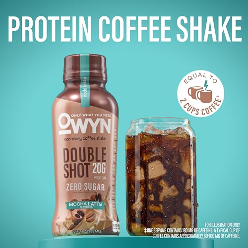 Mocha Double Shot Protein Shake - 20g Plant-Based, Caffeine, Zero Sugar, 12 Fl Oz Pack of 12