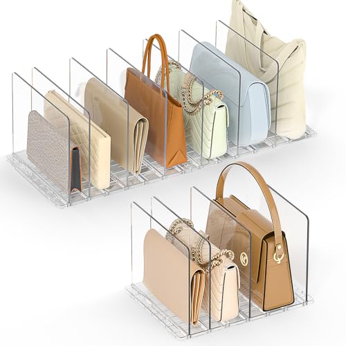 SortNStore Adjustable Clear Bag & Purse Organizer with 3 Bases & 11 Dividers