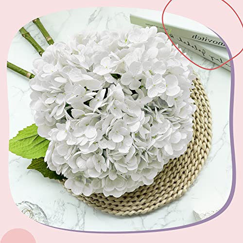Yatim 21-Inch White Artificial Hydrangea Flowers - 5 Pack for Home & Wedding Decor