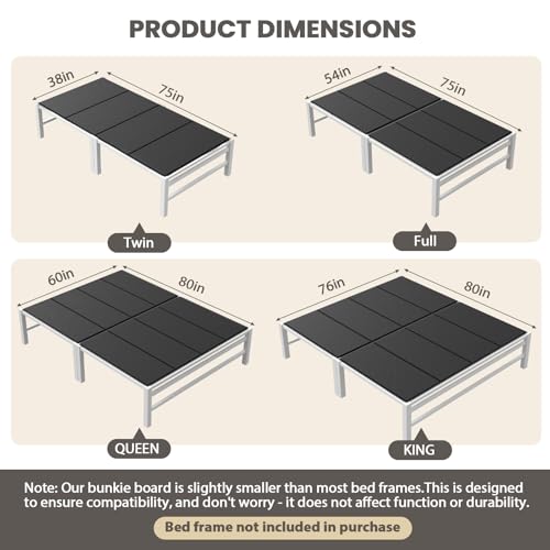 76x80 Inch King Size Folding Bunkie Board - Black Mattress Support