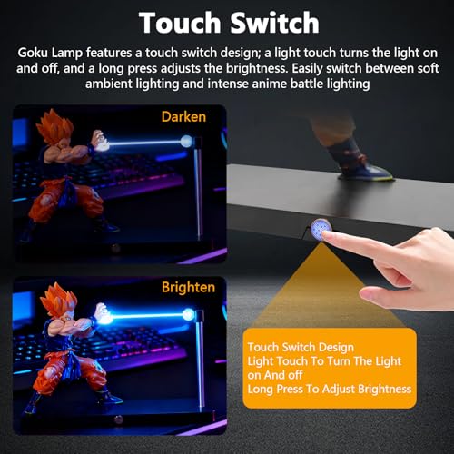 Magnetic Super Saiyan Lamp with LED Lighting Effect - Goku Kamehameha Night Light