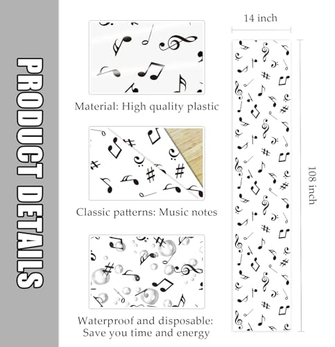 12 Pcs Music Notes Table Runner Plastic 14 x 108 Disposable for Party