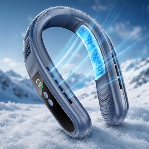 Beyn Light Blue Neck Cooler Fan with 6000mAh Battery, 3-Speed Personal Air Conditioner