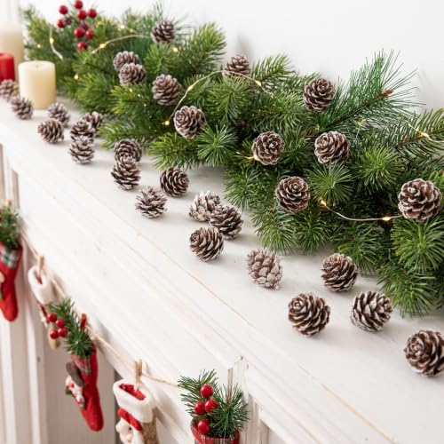 Snow 220 Pcs Christmas Mini Pine Cones Natural Snow Effect Decor - Small Xmas Craft Supplies
