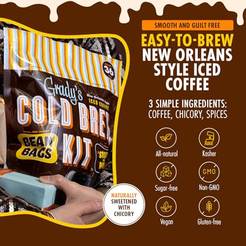 Cold Brew Coffee Kit with Arabica & Chicory - 2 All-in-One Pouches, Makes 72 Drinks - Original Variation