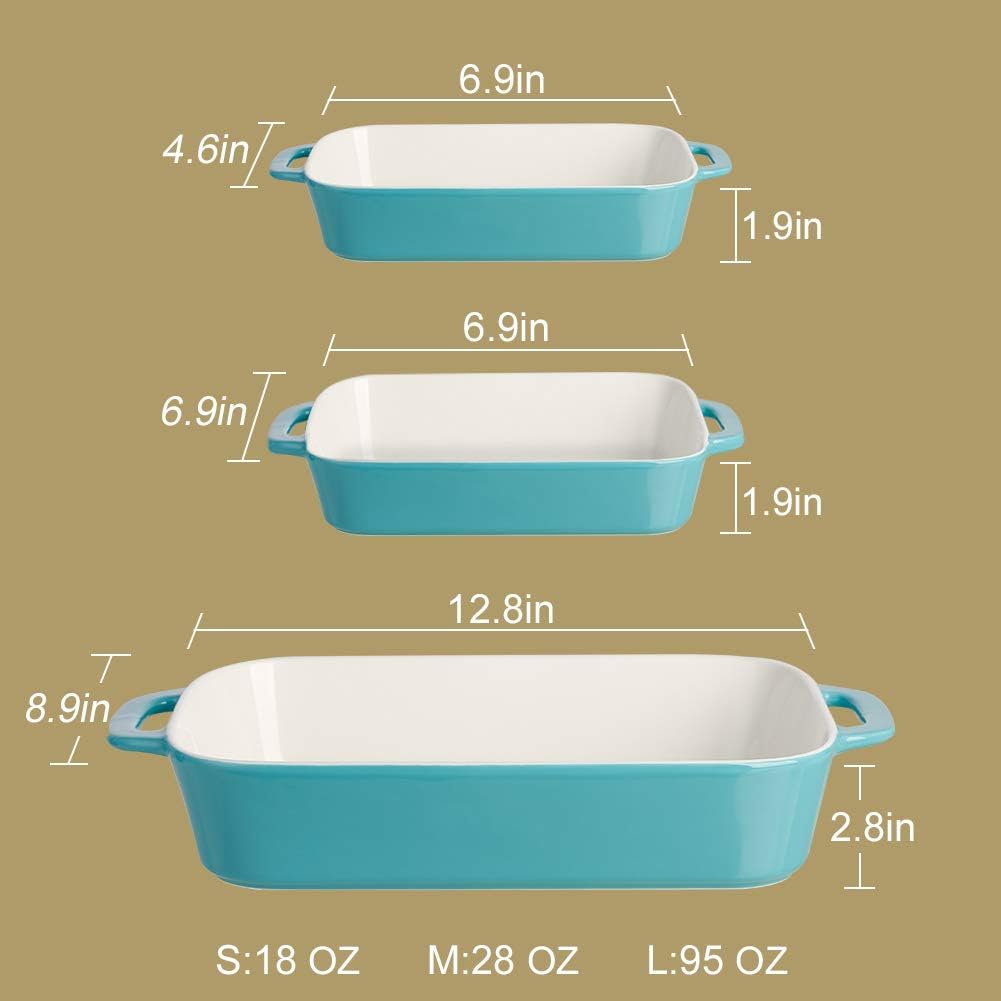 Sweejar Ceramic Bakeware Set - Rectangular Baking Dish for Casseroles & Cakes | White Porcelain Oven Dishes