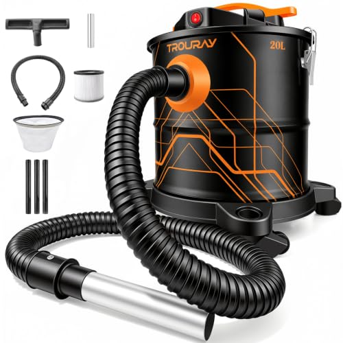 20L Ash Vacuum for Pellet Stoves - 1200W Super-Powered Suction, Metal Canister, HEPA Filter, Safety Protection