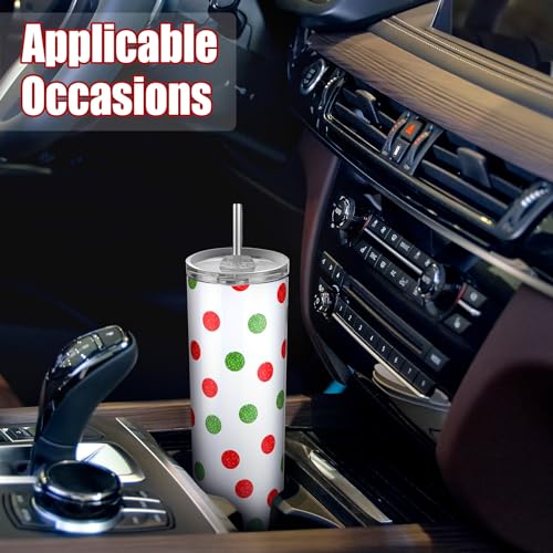 Sliner 4-Pack Christmas Stainless Steel Travel Mugs with Lid & Straw, Insulated 20 oz Holiday Gift Set