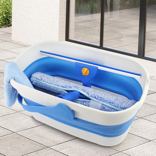 Window Cleaning Kit with Collapsible Bucket, Squeegee & Microfiber Cloth