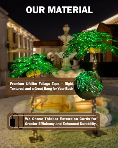 Tybeeu 5ft Lighted Palm Tree with 136 LED Lights & Glowing Coconuts - ETL UL Safe