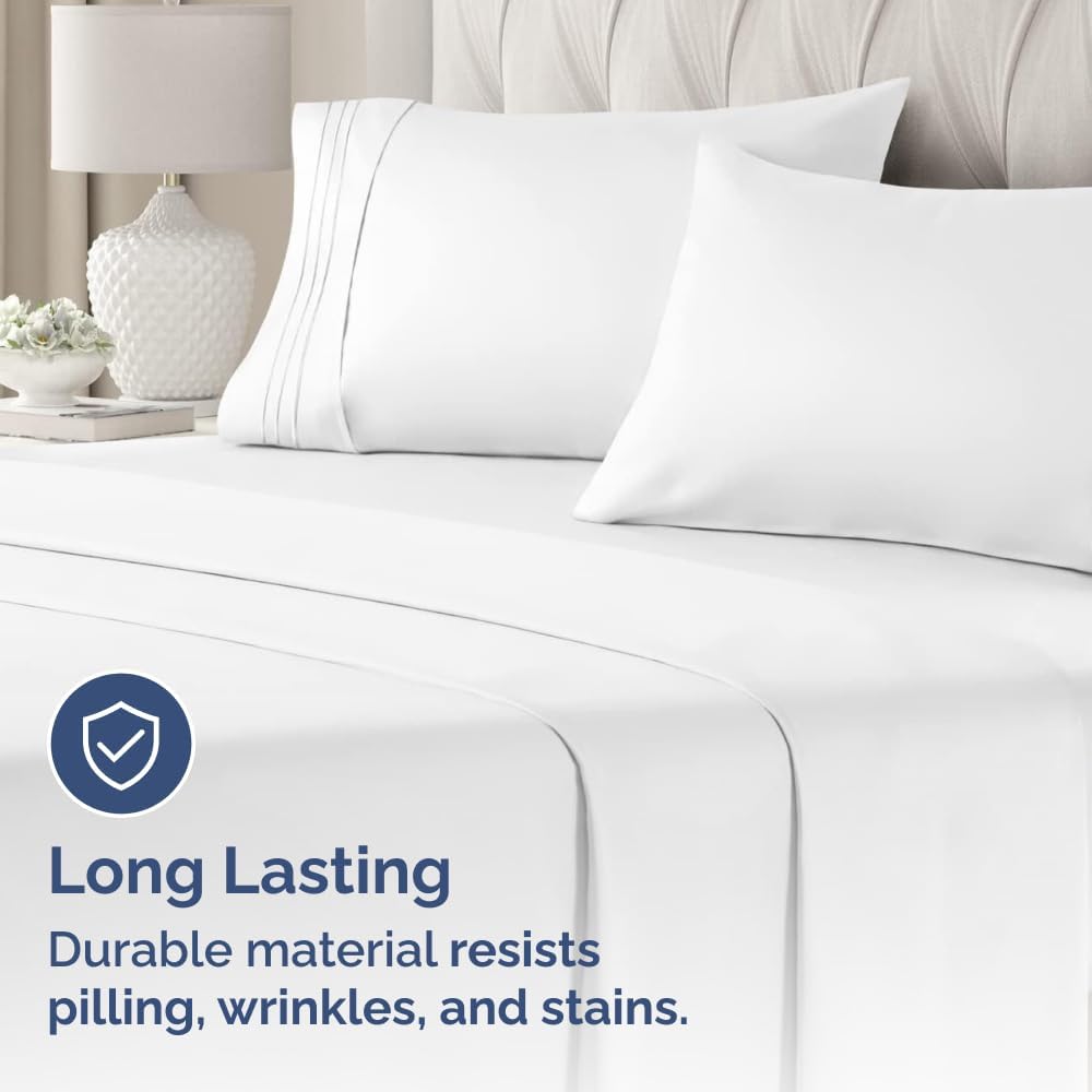 Queen Pillow Cases by [Brand Name] - Ultra Soft Hotel Quality Covers | Wrinkle-Free & Stain Resistant - 4 Piece Set - White