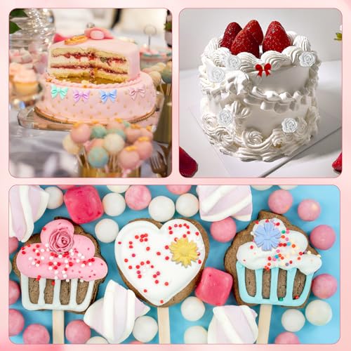 Pimoys 4 Pcs Flower&Bow Molds for Chocolate, Bow Chocolate Molds Silicone Cake Pop Mold Christmas Candy Mold Silicone for Wax Melts Birthday Cake Decoration