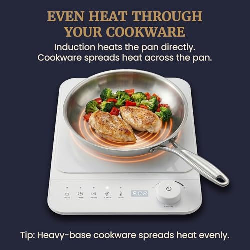 Portable Induction Cooktop 1500W Slim Space-Saving Electric Stove - White