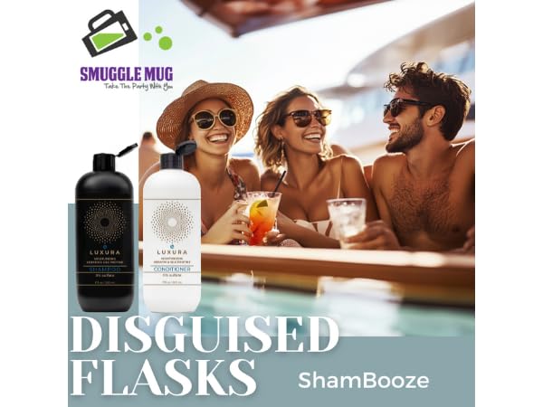 ShampBooze Secret Fake Shampoo Bottles | Flasks for Liquor Disguise | Plastic Flask for Liquor | Booze Smuggling Containers for Cruises | Alcohol Hidden Container | Hidden Flask | Luxura 2-Pack