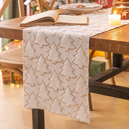 White Sequin Christmas Tree Table Runner 13x90in - AQOTHES