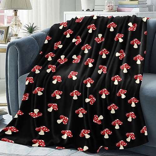 Mushroom Blanket, Birthday Gifts for Women Kids, Fall Christmas Red Mushroom Decorations, Soft Fall Flannel Fleece Throw Blanket for Sofa Couch Bed, Cottagecore Room Decor 60''x50''