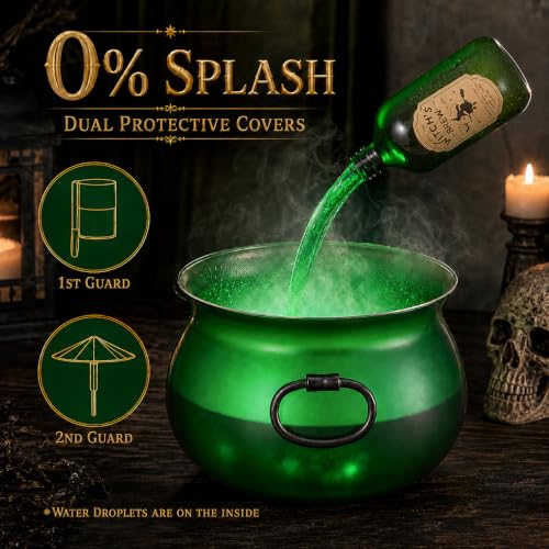 Large Translucent Cauldron with Floating Potion Bottles Halloween Decor