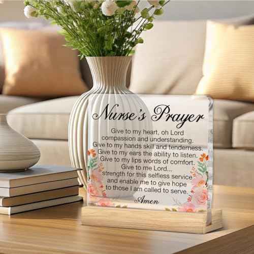 Nurse Gifts for Women, Inspirational Gifts for Nurse RN Nurse Students, Nursing Gifts Nurse's Prayer Acrylic Desk Sign Decor