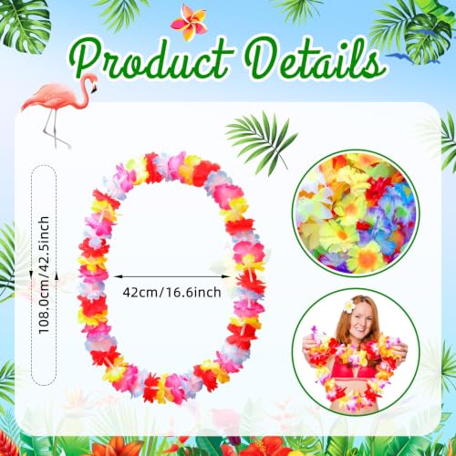 200 Count Hawaiian Lei Bulk - Tropical Silk Flower Necklaces for Parties & Events, Aloha Summer Decorations