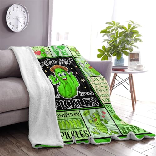 TRIKPTEY Pickle Blanket, Pickles Gifts for Kids, Pickle Blanket for Pickles Lover, Just A Girl Who Loves Pickles Throw Blankets, Funny Pickle Gifts Blanket for for Living Room Bed Sofa Couch 60¡±x50¡±