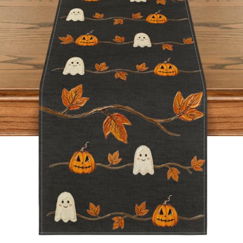 Artoid Mode 13x72 Inch Halloween Table Runner Black Polyester Home Party Decor