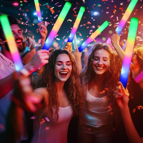 68 Pcs Foam Glow Sticks – LED Light Up Wands with 3 Modes (Fast/Slow/Alternating) for Parties (Variation: 68Pcs-Foam glow sticks)