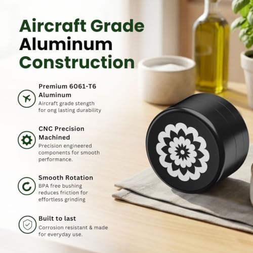 Flower Mill Next Gen 2.5-Inch Manual Dry Herb Grinder Black | Toothless Milling Technology