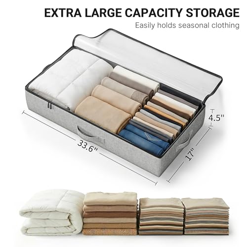 2-Pack Under Bed Storage Containers - 4.5 Inch Tall Clothes & Shoe Organizer, Grey Variation of THIS Listing