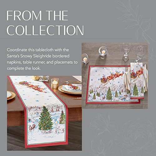 Santa's Snowy Sleighride Tablecloth 84x60 Oval Multicolor - Threadmade
