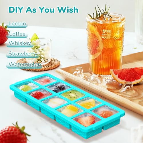 Silicone Freezer Trays with Lid - Lake Blue, 4-Piece Meal Prep Set