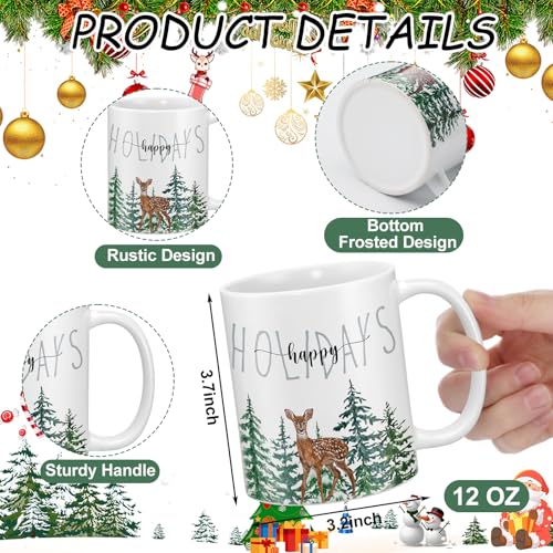 Didaey Christmas Tree Mug Set with Pine Tree Design, 6 Pack, 12oz Ceramic Holiday Coffee Cups