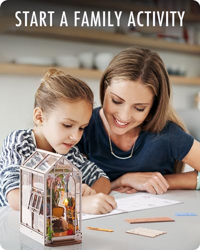 Rolife Garden House Book Nook Kit – DIY 3D Miniature Bookend for Bookshelves