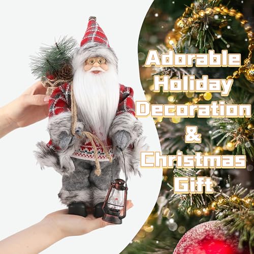 Enanal Santa Claus Figurine Red - 13.8in Classic Christmas Indoor Decor