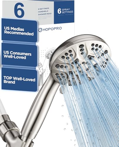 High Pressure Handheld Shower Head Set with 6 Modes - Brushed Nickel