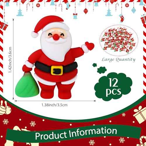 12 Pcs Mini Santa Christmas Figurines to Hide Tiny Santa Claus Rubber Miniature Figurines Ornaments Gifts for Christmas Home Table Decorations (White Skin)
