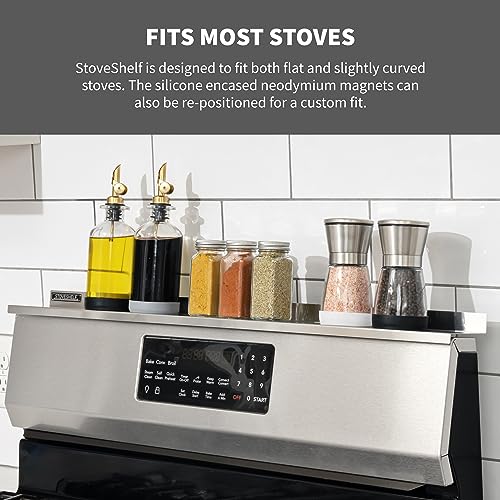 StoveShelf 30-Inch Stainless Steel Magnetic Over Stove Spice Rack Organizer