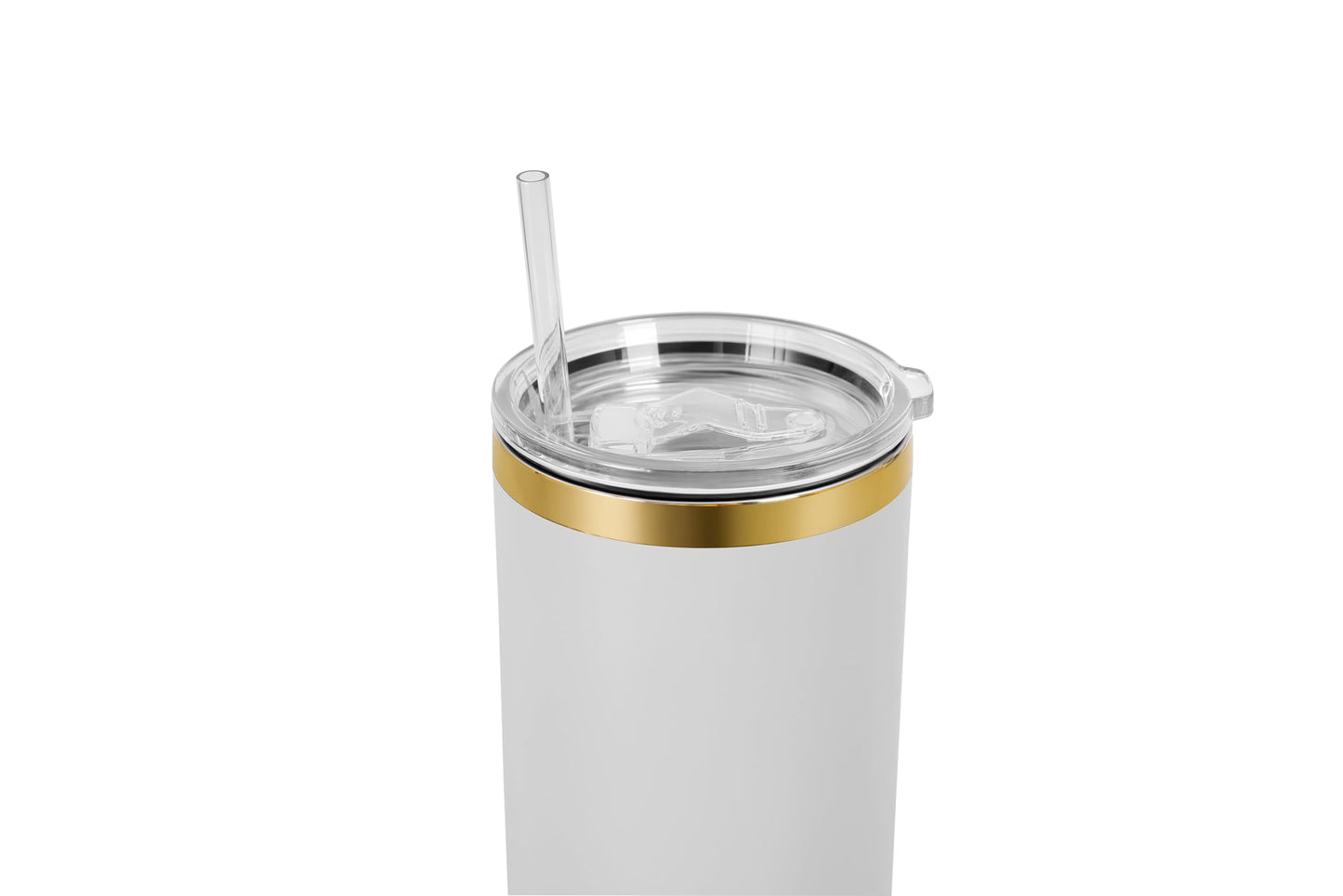 makerflo 40 oz Gold Electroplated White Powder Coated Tumbler with Lid and Straw, Handle Sold Separately, Ideal for Craft and Personalization (Laser Engraving, UV DTF, Epoxy, and Vinyl) – Pack of 25