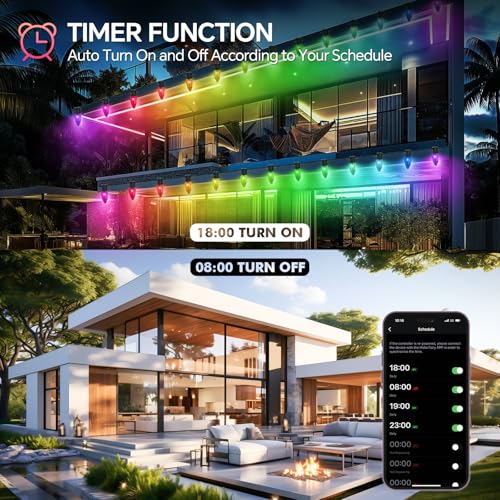 FANCILLUMA 132FT RGB Color Changing Smart C9 Christmas Lights Outdoor - Connectable, App & Remote Control