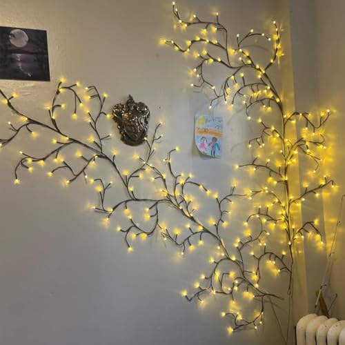 Brown 2-Pack Enchanted Willow Vine String Lights with Remote - Indoor Xmas Decor