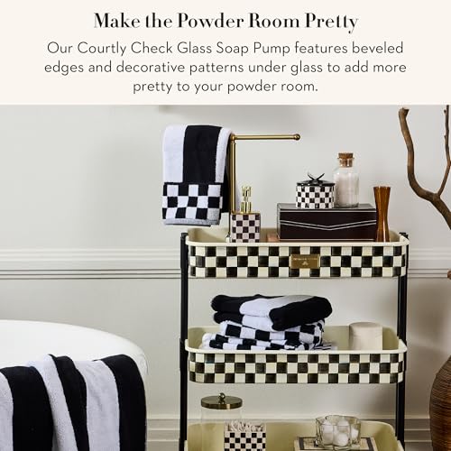 Glass Soap Pump - Black and White Courtly Check Dispenser