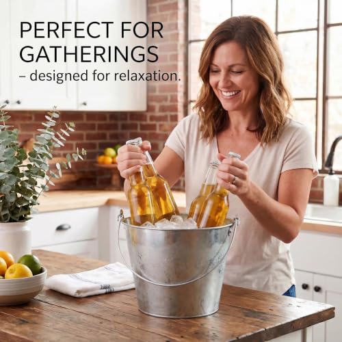 3-Pack Galvanized Beer Buckets - 5 Quart Outdoor Ice Pails 9x9x7 Inches