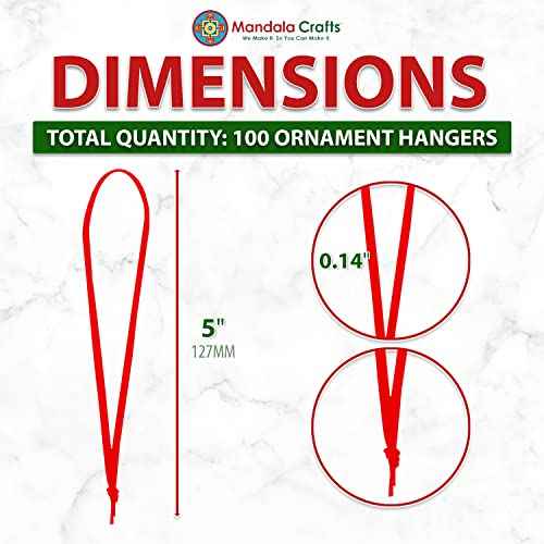 Mandala Crafts Xmas Red Ribbon Ornament Hangers - 100 Hand-Tied Thin Ribbon Loops for Christmas Tree Ornaments, Holiday Decorations, and DIY Crafts